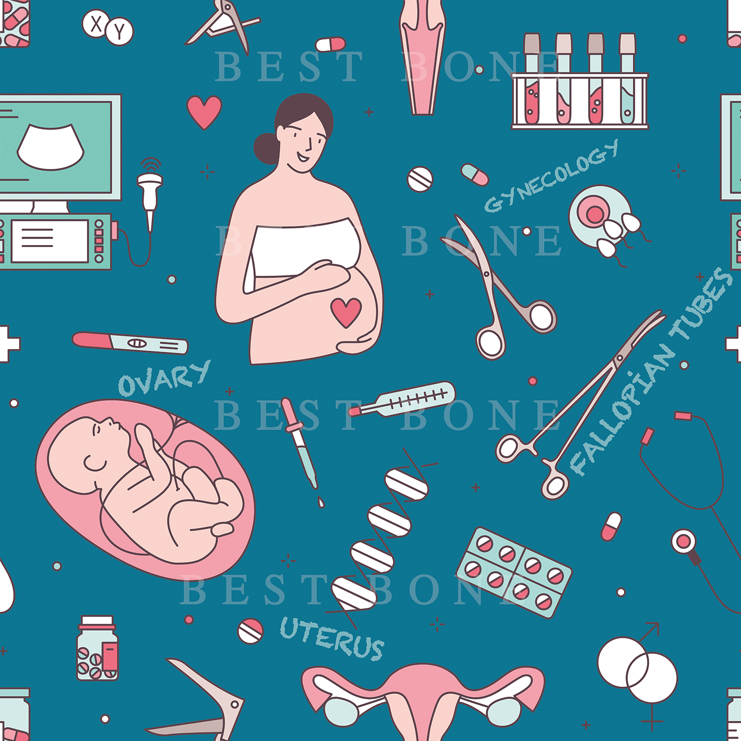 Kadın Doğum 2 Desenli Cerrahi Bone--ÖN SATIŞ--